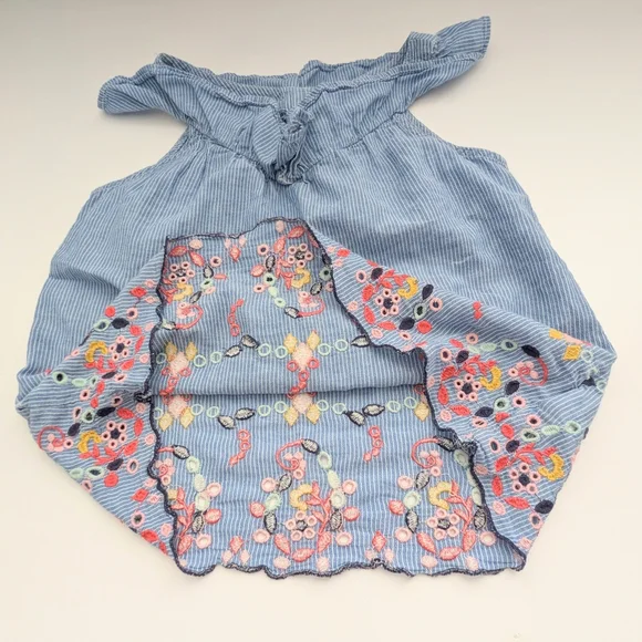 GAP Kids (Medium) Sleeveless Dress with Ruffled V-Neck & Colorful Embroidery - Picture 5 of 12